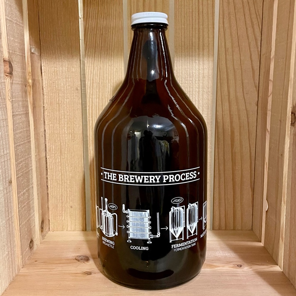 ‘The Brewing Process’ Glass Beer Growler (64 Fluid Ounces)